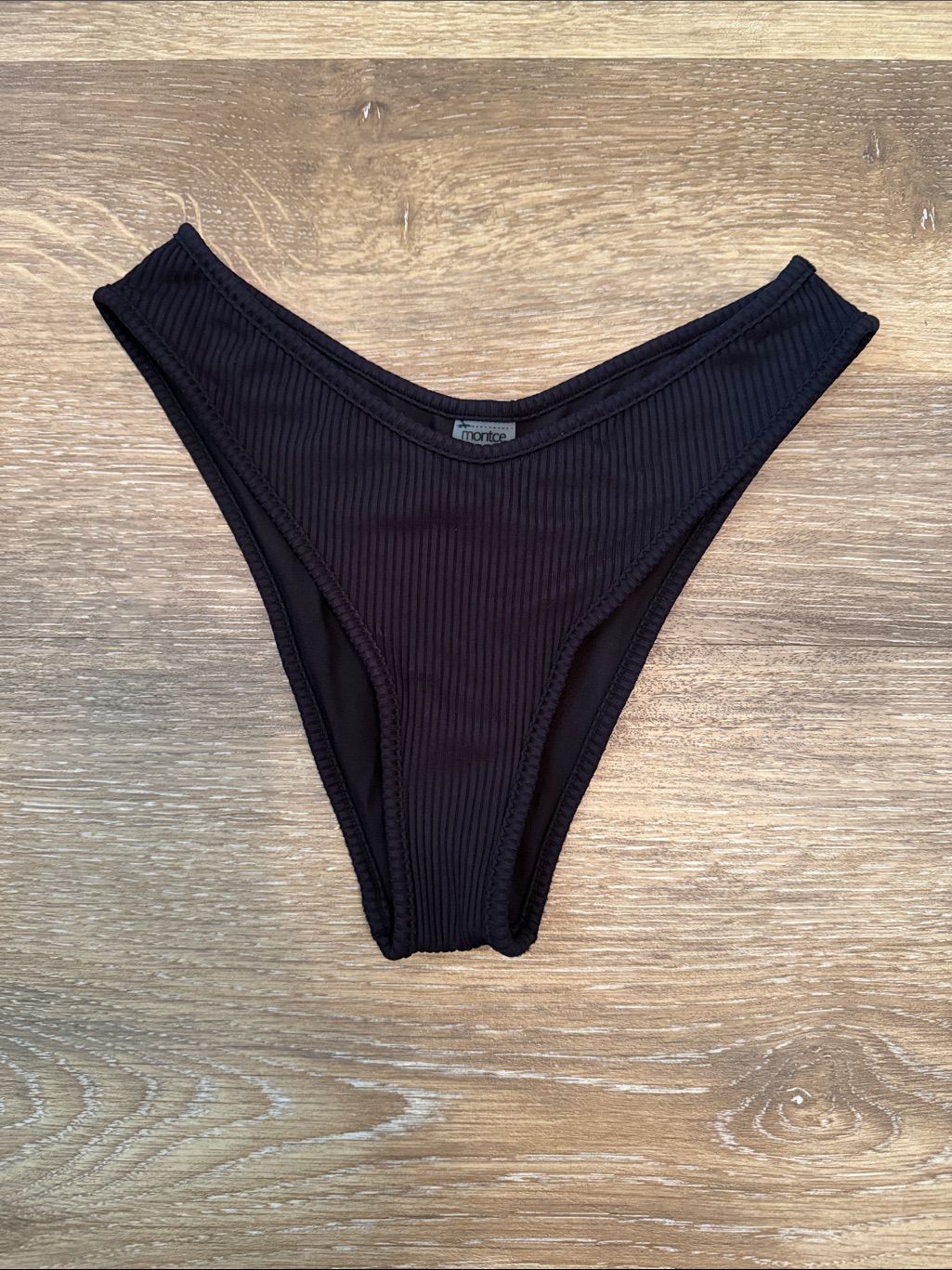 Montce Black Ribbed Lulu Bikini Bottom